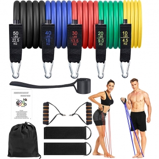 150 Lbs 11pcs Pull Up Workout Fitness Resistance Bands Tube Set